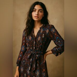 Plenty by Tracy Reese for Anthropologie – 100% Silk Printed Midi Dress – Size 4